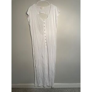 Yellow Brand White Henley T-Shirt Maxi Dress Size XL Cotton Modal Boho Beach
